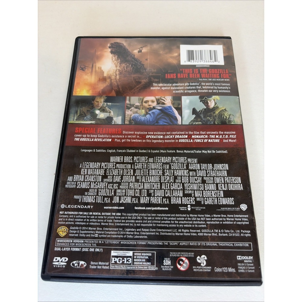Godzilla (2-Disc DVD Set) 2014 Kaiju Creature Feature! - Picture 2 of 6